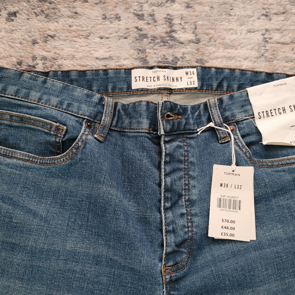 Topman Mens Stretch Skinny Jeans 36x32